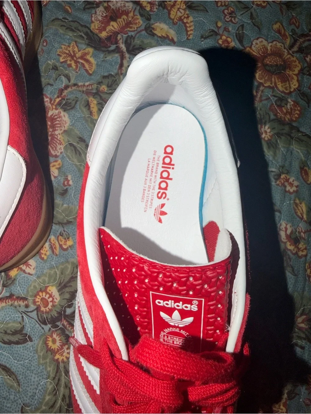 adidas Red Suede Sneakers with White Three Stripes
